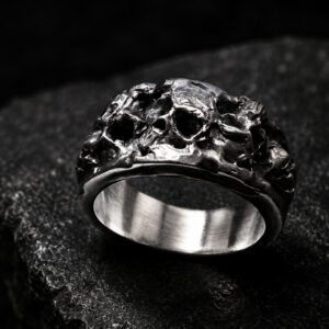 Anello a fascia teschi in argento 925 fatto a mano — Plexibones