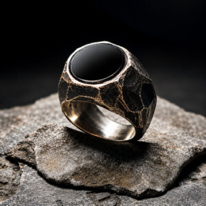 Anello Onice Nero Forgiato Medio